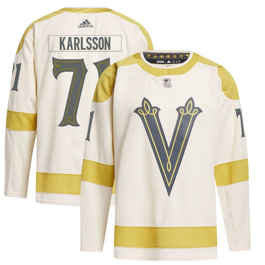Men Vegas Golden Knights #71 William Karlsson adidas Cream 2024 NHL Winter Classic Primegreen Authentic Player Jersey->->NHL Jersey